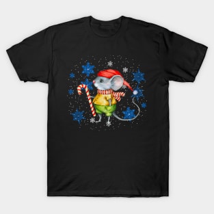 Vintage Mouse with Candy Cane Holiday and Christmas T-Shirt